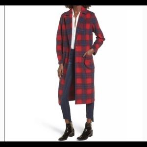 Leith Single Button Plaid Coat
